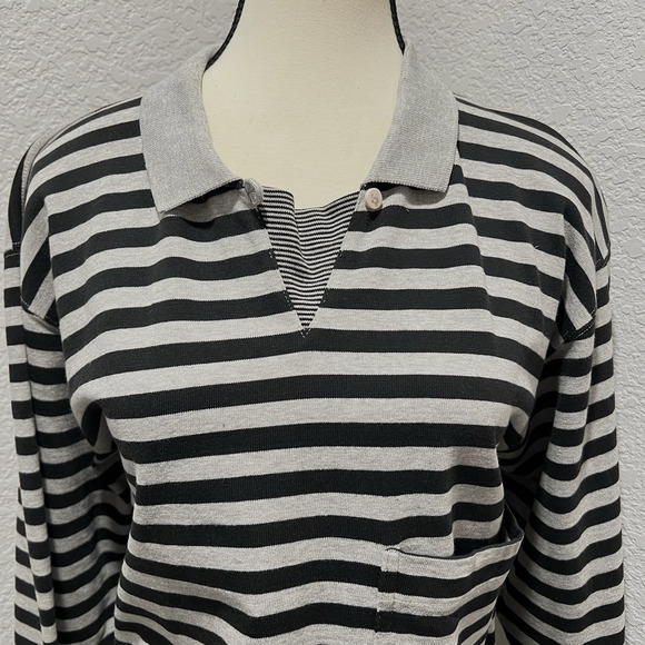 Vintage Fenn Wright Mason 100% Cotton Striped Polo Cropped Women’s S Oversized - Picture 3 of 9
